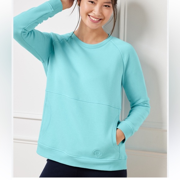 Talbots Relaxed Blue 3/4 Sleeve Hoodie - Picture 1 of 6